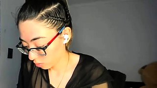 Cute curly brunette solo webcam masturbation