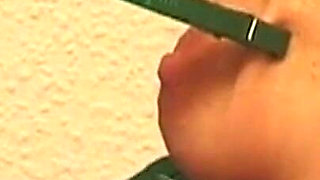 Mature Brunette Submissive Gets Clamped and Crop Spanked