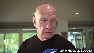 Old Housekeeper guy fucks the blonde and enjoy feet licking