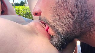 Outdoor Pussy Eating To Rough Doggy & Facial Cumshot - Real Couple Passionate Sex