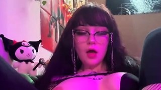 Big boobs camgirl rides her toy on webcam