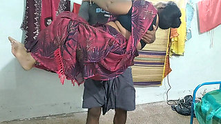 Desi Stepmom in Law Hugging and Fucking in Real Homemade 4k - Big Tits Aunty Gets Creampie