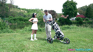 Right in the Hole - Latina Babe Gets Anal Sex on Golf Field