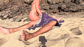 Towel Secret - I Helped Him Cum Under the Beach Towel