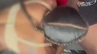 Ceiling Blowjob From a Pretty Ebony Slut