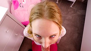 Barely legal teen Mckenna Lynn pleasures her daddy in POV