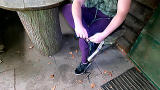 Punishing Her Pussy and Ass Outdoors