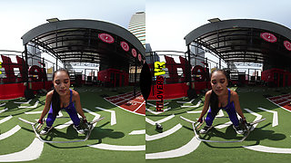 Athletic Asian with Big Tits: Outdoor Gym Fuck and Creampie