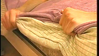 Blonde guy sucks another dude's cock before brunette vixen fucks him with a strap on