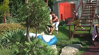 Group of guys attends pool party with hot girls and gets naked