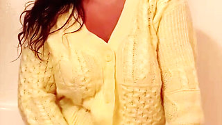 I Fucked My Tight Pussy in the Shower in a Wet Sweater 4 My Lesbian 18f Student