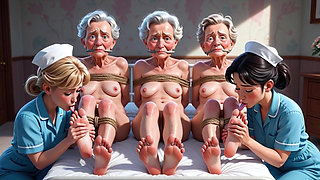 Nurses Lick Elderly Feet in Asylum - Grannies Having Intense Orgasms