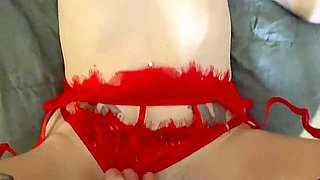 Babyybutt Gives Deepthroat Blowjob And Gets Pov Creampie Fuck In Red Lingerie