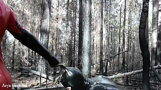 Latex Fetish Play with Rubber Doll