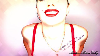Cum to my red glossy lips and red lustful shapes