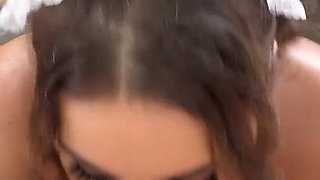 Natasha Nice Sexy Big Natural Tits Brunette POV Deepthroat Cum Swallow Blowjob and Tits Fucking