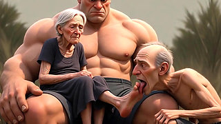 Pathetic Cuckold Licks His Wife's Toes While She's in Bull's Arms - Foot Worship Humiliation