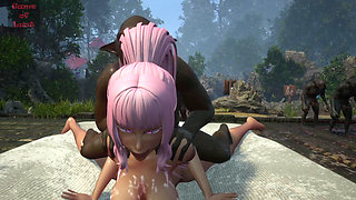 Gol Anime Pregnant Slave Gangbanged by Goblins in Bed