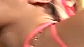 Black Pussy with Colored Hair Have a Threesome with Two Big Black Cocks