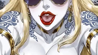 White demon dancing in cloud (Ai animation)