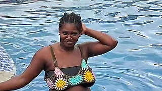 Sperm Floating in the Pool, Hard Sex in the Water, Double Orgasm.