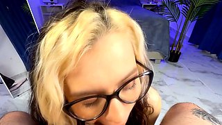 Slutty Nerdy Babe Gives Sloppy Blowjob