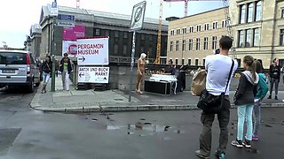 Beautiful amateur blonde barmaid paid sex in public