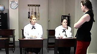 Femdom fetish mistresses fuck bdsm loser with strapon