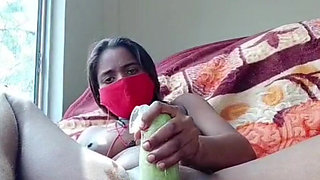Desi Qute Village GF Hard Masturbating His Pussy with Big Dildo and Moaning Loudly