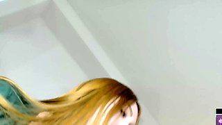 Big white ass in the bathroom masturbating with toy