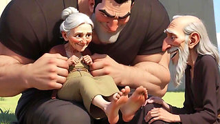 Cuckold Husband Licks Wife's Feet While She Sits on Her Lover's Lap - Hotwife Foot Worship