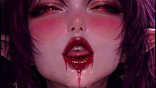 3D Anime Vampire Queen Masturbating in the Light of the Moon