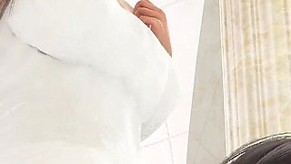 Pussy Lick in Bath for a Hot Girl with Big Tits Close up 3D Animation Porn