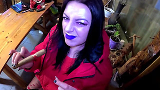 Cigar Blowjob & Ripped Pantyhose Pussy Massage & Cum on My Downjacket