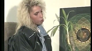 Blonde Brat in Leather Jacket