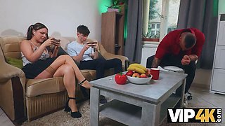 Vip4k. the virtual game concludes with a real cumshot from his dad