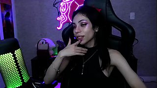 Cute curly brunette solo webcam masturbation
