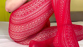 Red pantyhose showing