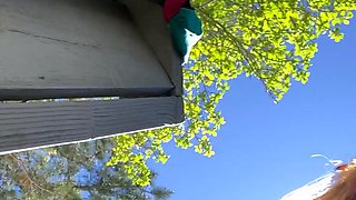 Giant dick fills brunette teens ass