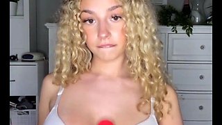 Kira Pregiato Plays And Seduces With Her Red Dildo