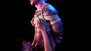 Bound Zed Sheng Takes Bareback Pounding From Damian Dragon