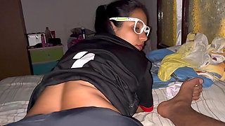 My stepdaughter masturbates me when we're alone at home! Russian blowjob