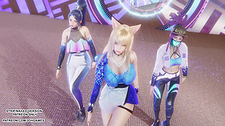 MMD KPop Demon Hunters - HUNTRX - Golden Ahri Akali Kaisa Sexy Kpop Dance League of Legends Hentai Uncensored 4K 60FPS